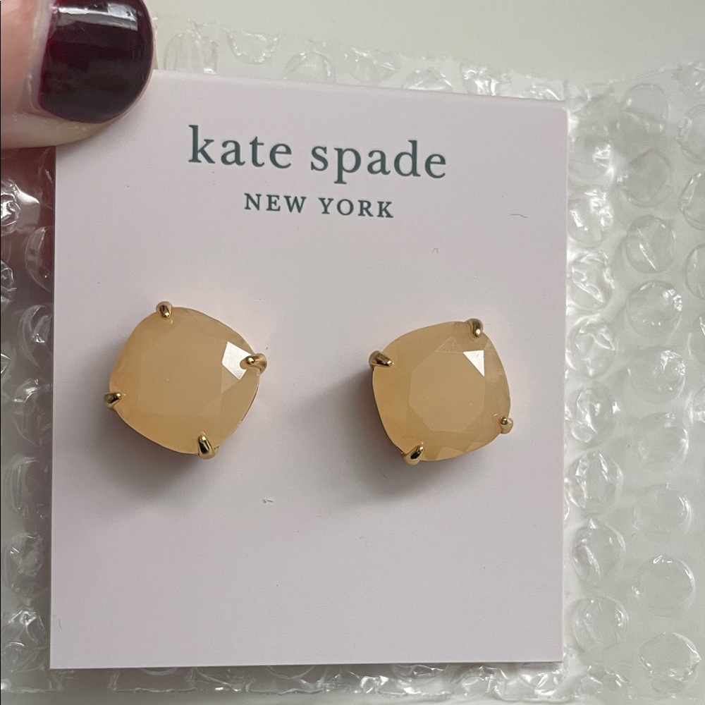 Kate Spade Peach Stone Cushion Stud Earrings - New!